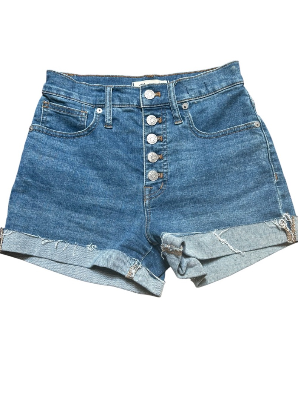 Madewell High-Rise Denim 5 Button-Fly Denim Shorts. Size 23.